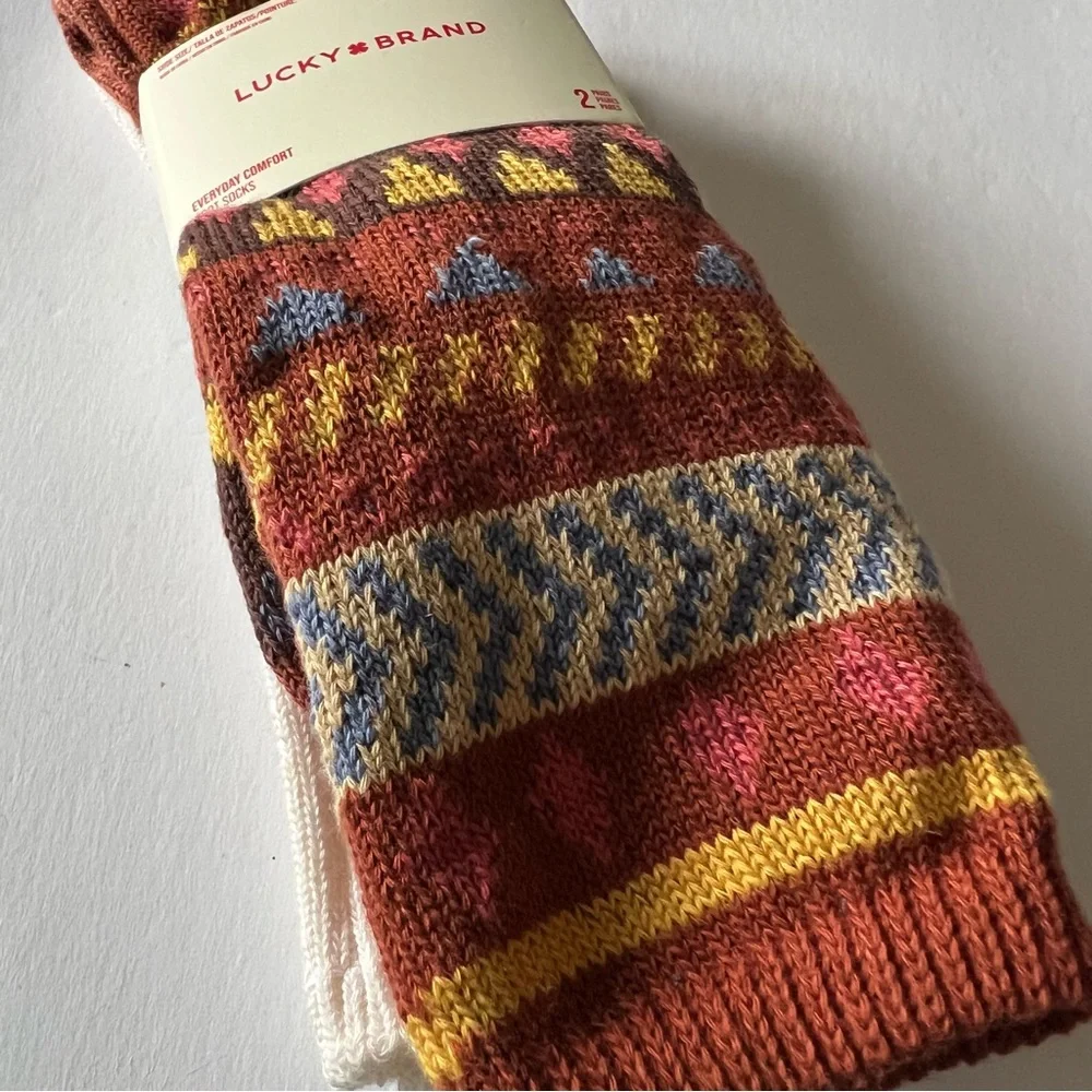 LUCKY BRAND 2 PAIR WOMEN’S BOOT SOCKS OS NWT